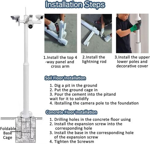 This Industrial Surveillance Camera Pole - Security Camera Post with Twin Support Arm for Roadside Monitoring in Kuwait