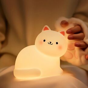 Cat Night Light for Kids,7 Colors Lamp,Tap Dimmable,Rechargeable Portable and Squishy Silicone Led Nightlight,Kawaii Gift,Timing Bedside Lamp,Nursery,Toddler,Breastfeeding,Kids Room Decor,Birthday in Kuwait