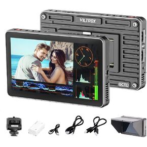 VILTROX 6" Camera Field Monitor, 2000nit HD 1920x1080 Touch Screen Portable Video Monitor, 4K HDMI Loop in/Out with 3D LUT, De-Squeeze, Peak Focus, with Sunshade Hood in Kuwait