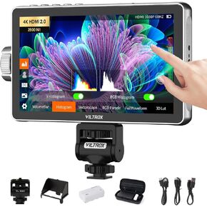 VILTROX DC-A1 2800 Nit Camera Monitor, 7 inch HD 1920x1080 IPS Touch Screen Camera Field Monitor with 4K HDMI 2.0 in/Out, 3D LUT, Focus Peaking, Video Assist, HDR Full Waveform, F550 Battery in Kuwait