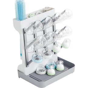 SuoXing Vertical Baby Bottle Drying Rack,Space Saving Countertop Baby Drying Rack for Bottles,Large Baby Bottle Station Stand,Bottle Rack Dryer for Brushes,Pacifiers,Baby Accessories Organizer,Grey in Saudi Arabia