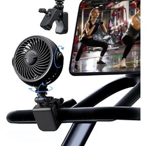 Rechargeable Peloton Bike Fan with Cotton Pads for Fragrance Drops | Rotatable Battery Operated Clip On Fan for Treadmill Stationary Bike Exercise Stroller-Peloton Accessories-Black in Saudi Arabia