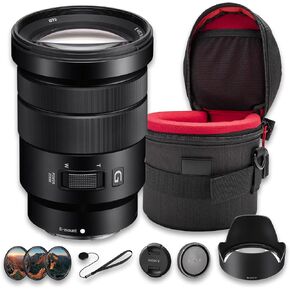 Sony E PZ 18-105mm f/4 G OSS Lens Bundle | APS-C Power Zoom with Constant f/4 Aperture, Optical SteadyShot & G-Series Optics | Great for Video & Travel (SELP18105G) + Filter Kit + Case + Cap Keeper in Kuwait