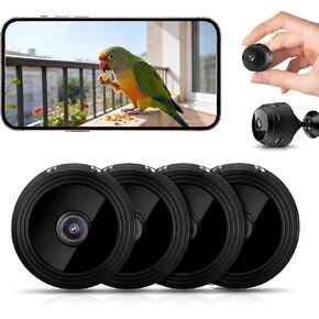 4PCS Small Hidden Camera for Home Use, Mini Security WiFi Spy Camera, HD 1080P Outdoor/Indoor Night Vision Tiny Cam for Home, Room, Office Compatible with Smartphone (Black, Mini 4 PCS) in Kuwait
