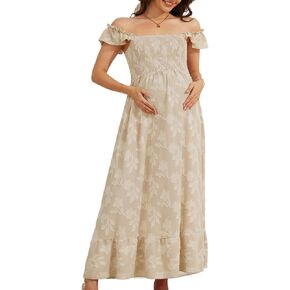 LAHILO Off the Shoulder Floral Maternity Dress for Baby Shower in Saudi Arabia