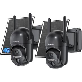 SEHMUA 2 Pack Solar Security Cameras Wireless Outdoor, 2K 360° View Battery Powered Outdoor Camera, WiFi Home Security with Spotlight Color Night Vision, PIR Sensor, Black in Saudi Arabia