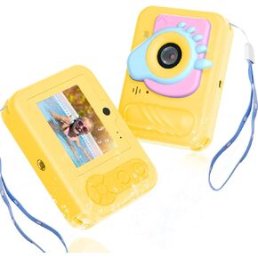 Kids Toy Camera Waterproof with 32GB Card, Fun Christmas & Birthday Gift for Boys & Girls Ages 3+, 48MP 1080P HD Underwater Digital Camera, IP68 Shockproof – (Footprint Yellow) in Kuwait