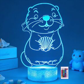 Ammonite Otter Lamp for Kids, 3D Otter Night Light Toy,16 Colors with Remote Control Kids Room Decor As Christmas Birthday Gifts for Boys Girls in Kuwait