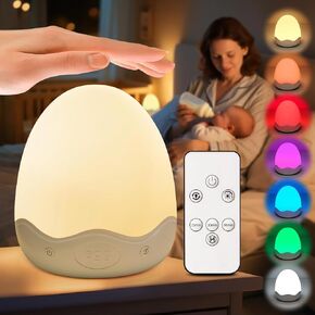 Baby Night Light for Kids,10 Brightness+10 Colors Egg Light for Nursery,Touch+Remote+3600mAh Rechargeable Egg Night Light for Baby Nursery,Warm Light for Breastfeeding 1h Timer&Portable,Newborn Gifts in Kuwait