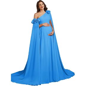 Chiffon Maternity Gown for Photoshoot One Shoulder A Line Pregnancy Gown in Saudi Arabia