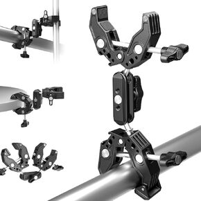 NEEWER Double Super Clamp Camera Mount with Magic Arm, NATO Interface, Cold Shoes, 1/4" Locating Holes for ARRI, Desk Studio Photography Light Stand Pole Cross Bar Umbrella Holder Clamp Mount, UA060 in Kuwait
