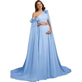 One Shoulder Baby Shower Dress Chiffon Long Maternity Wedding Dresses in Saudi Arabia