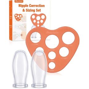 Nipple Corrector for Flat and Inverted Nipples with 7-Size Ruler | Soft silicone nipple corrector with adjustable suction and 7-size ruler for breastfeeding and pumping preparation. in Kuwait