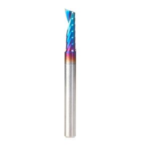Amana Tool Spektra Coated Solid Carbide CNC Spiral Single O-Flute Router Bit for Plastic Cutting, 51404-K, 1/4 D x 3/4 CH x 1/4 SHK x 2 Inch Long Up-Cut with Mirror Finish in Kuwait