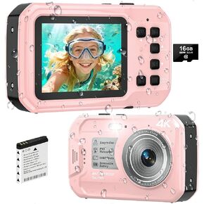 4K Underwater Camera, Autofocus Floatable Waterproof Camera with IPS HD Screen, 64MP 16FT Waterproof Digital Camera with 16GB Card, in Saudi Arabia