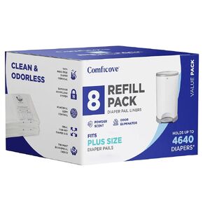 Comficove Refills Compatible with DEKOR PLUS Diaper Pails | 8 Pack | Extra Thick Diaper Pail Refill Liners | Fresh Scent | Easy to Replace and Dispose of Diaper Bag | Odorless Baby Diapers Disposal in Kuwait