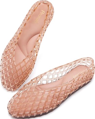 Flats for Women Comfortable Slip On Pointed Toe Womens Jelly Shoes | Women’s closed-toe jelly flats for everyday wear, with easy slip-on comfort for shopping, travel, and casual outfits in Kuwait