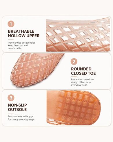 Flats for Women Comfortable Slip On Pointed Toe Womens Jelly Shoes | Women’s closed-toe jelly flats for everyday wear, with easy slip-on comfort for shopping, travel, and casual outfits in Kuwait