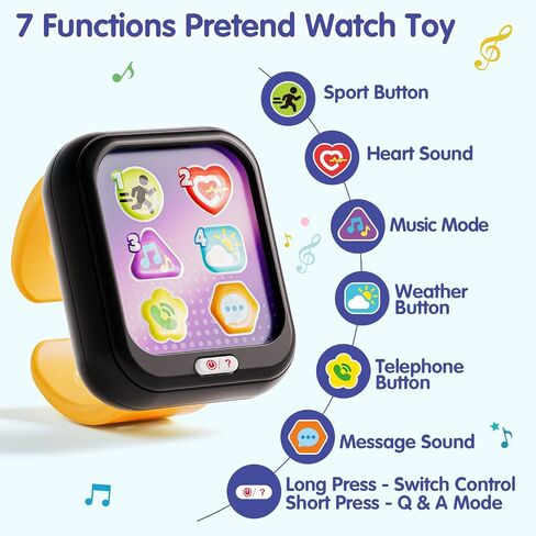 HOLA Toys for 1 Year Old Boys & Girls, 7 Functions Baby Musical Toy Watch, Learning & Travel Baby Toys 6-12-18 Months, Birthday Gift for Boys & Girls Christmas Stocking Stuffers in Kuwait