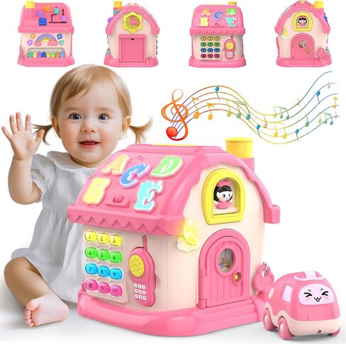 Toys for 1 Year Old Girl Gifts, 12-in-1 Bilingual Musical Learning House | Early Learning Montessori Activities Toddler Toy for Musical Sensory Development, 1st First Birthday Gift for Baby Girl in Kuwait