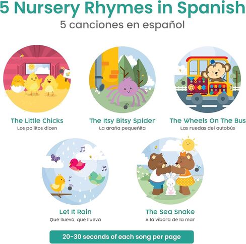 Binibi Los Pollitos Dicen Bilingual Spanish Sound Book Toddlers 1-3 | Libros en Español para Niños. Interactive nursery rhyme sound book with real songs, sturdy board pages, ages 1-3. in Kuwait