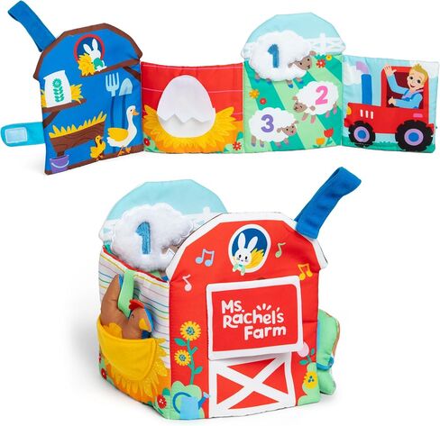 Ms. Rachel Sensory Learning Farm, Soft Foldable Baby Book with Plush Cow | 8 Animal Scenes with Crinkle Flaps, Develops Fine Motor Skills, Infant Toys for Babies Ages 3 Months to 18 Months in Kuwait