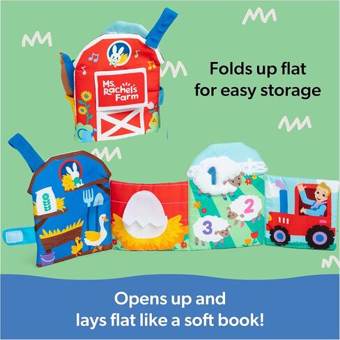 Ms. Rachel Sensory Learning Farm, Soft Foldable Baby Book with Plush Cow | 8 Animal Scenes with Crinkle Flaps, Develops Fine Motor Skills, Infant Toys for Babies Ages 3 Months to 18 Months in Kuwait
