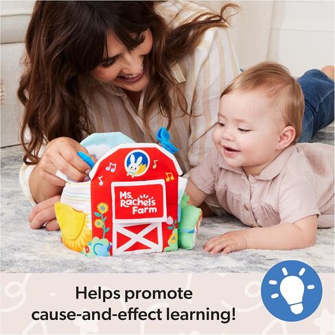Ms. Rachel Sensory Learning Farm, Soft Foldable Baby Book with Plush Cow | 8 Animal Scenes with Crinkle Flaps, Develops Fine Motor Skills, Infant Toys for Babies Ages 3 Months to 18 Months in Kuwait