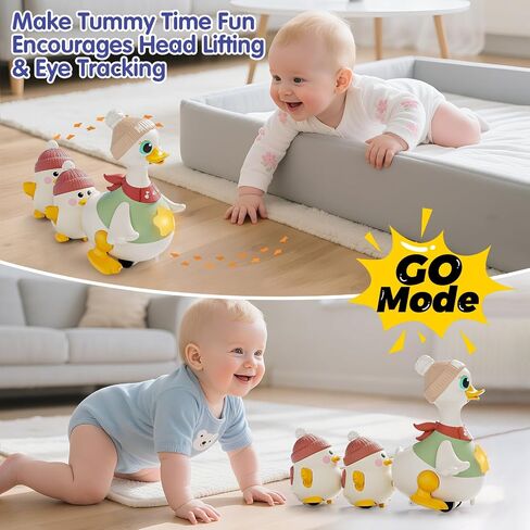 HOLA Baby Toys 6-12 Months Musical Dancing Duck Toy Set with Mama and Babys Tummy Time Toys, Crawling and Interaction Modes 1 Year Old Girl Boy Baby Stocking Stuffers in Saudi Arabia
