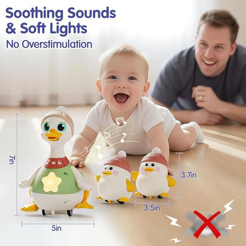 HOLA Baby Toys 6-12 Months Musical Dancing Duck Toy Set with Mama and Babys Tummy Time Toys, Crawling and Interaction Modes 1 Year Old Girl Boy Baby Stocking Stuffers in Saudi Arabia