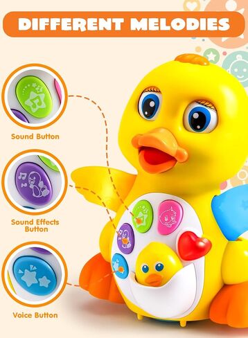 JOYIN Baby Toys Duck, Infant Dancing Crawling Musical Toys 18+ Months, Tummy Time Light Up Learning Duck with Music & Lights, Baby Easter Basket Stuffers Gifts in Kuwait