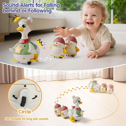 HOLA Baby Toys 6-12 Months Musical Dancing Duck Toy Set with Mama and Babys Tummy Time Toys, Crawling and Interaction Modes 1 Year Old Girl Boy Baby Stocking Stuffers in Saudi Arabia