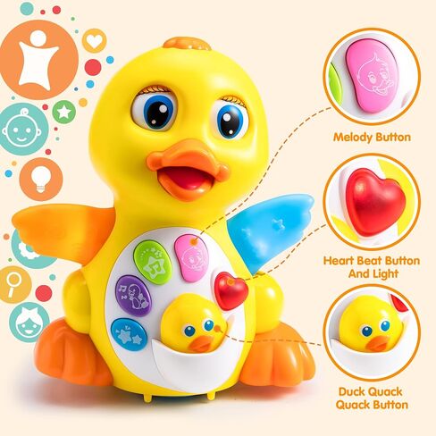 JOYIN Baby Toys Duck, Infant Dancing Crawling Musical Toys 18+ Months, Tummy Time Light Up Learning Duck with Music & Lights, Baby Easter Basket Stuffers Gifts in Kuwait