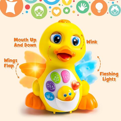 JOYIN Baby Toys Duck, Infant Dancing Crawling Musical Toys 18+ Months, Tummy Time Light Up Learning Duck with Music & Lights, Baby Easter Basket Stuffers Gifts in Kuwait