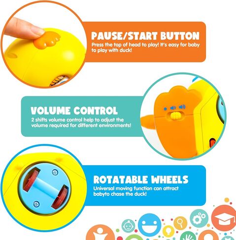 JOYIN Baby Toys Duck, Infant Dancing Crawling Musical Toys 18+ Months, Tummy Time Light Up Learning Duck with Music & Lights, Baby Easter Basket Stuffers Gifts in Kuwait