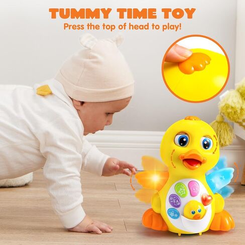 JOYIN Baby Toys Duck, Infant Dancing Crawling Musical Toys 18+ Months, Tummy Time Light Up Learning Duck with Music & Lights, Baby Easter Basket Stuffers Gifts in Kuwait