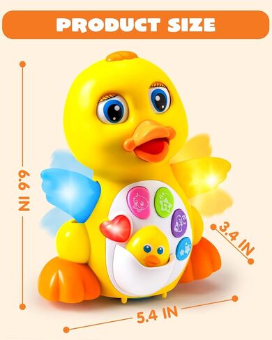 JOYIN Baby Toys Duck, Infant Dancing Crawling Musical Toys 18+ Months, Tummy Time Light Up Learning Duck with Music & Lights, Baby Easter Basket Stuffers Gifts in Kuwait
