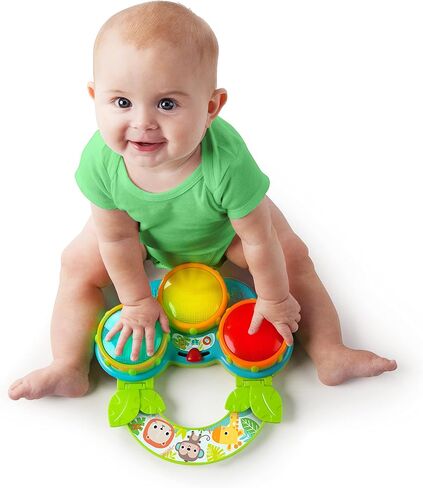 Bright Starts Safari Beats Musical Drum Toy with Lights, Ages 3 Months +, Multi in Kuwait
