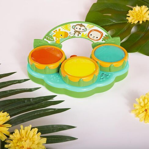 Bright Starts Safari Beats Musical Drum Toy with Lights, Ages 3 Months +, Multi in Kuwait
