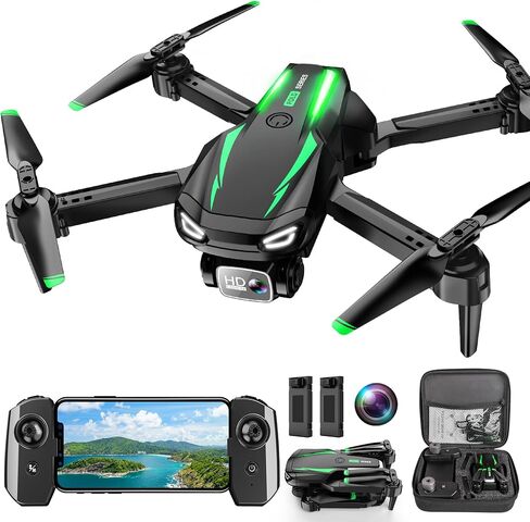 Drone with 1080P Camera, Foldable Remote Control Quadcopter for Adults Beginners, Mini Drone with Stable Hover, Waypoint Fly, 3D Flips, One Key Start, 2 Batteries, Easy to Fly Indoors & Outdoors in Kuwait