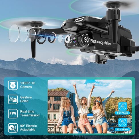 Drone with 1080P Camera, Foldable Remote Control Quadcopter for Adults Beginners, Mini Drone with Stable Hover, Waypoint Fly, 3D Flips, One Key Start, 2 Batteries, Easy to Fly Indoors & Outdoors in Kuwait