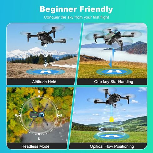 Drone with 1080P Camera, Foldable Remote Control Quadcopter for Adults Beginners, Mini Drone with Stable Hover, Waypoint Fly, 3D Flips, One Key Start, 2 Batteries, Easy to Fly Indoors & Outdoors in Kuwait