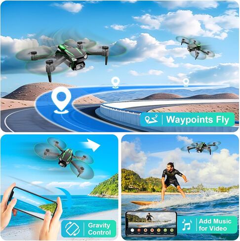 Drone with 1080P Camera, Foldable Remote Control Quadcopter for Adults Beginners, Mini Drone with Stable Hover, Waypoint Fly, 3D Flips, One Key Start, 2 Batteries, Easy to Fly Indoors & Outdoors in Kuwait