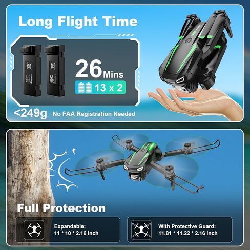 Drone with 1080P Camera, Foldable Remote Control Quadcopter for Adults Beginners, Mini Drone with Stable Hover, Waypoint Fly, 3D Flips, One Key Start, 2 Batteries, Easy to Fly Indoors & Outdoors in Kuwait