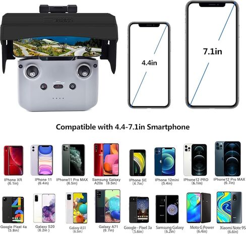 STARTRC Sun Hood Sunshade for DJI NEO 2/Avata 360/Mini 5 Pro/Mini 3/Mini 4K/Mini 4 Pro/Avata 2/Flip/Mavic 4/Air 3s Classic RC-N3/N2 Controller Accessories for 4.4-7.1inch Smartphone Screen in Kuwait