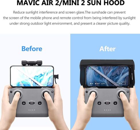 STARTRC Sun Hood Sunshade for DJI NEO 2/Avata 360/Mini 5 Pro/Mini 3/Mini 4K/Mini 4 Pro/Avata 2/Flip/Mavic 4/Air 3s Classic RC-N3/N2 Controller Accessories for 4.4-7.1inch Smartphone Screen in Kuwait