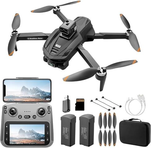 V168 Pro MAX GPS Drones with Camera for Adults 4K, RC Drone with 4.5" HD Screen on Controller, 60 Mins Flight, Long Range Transmission, 360° Obstacle Avoidance, Follow Me, Auto Return, Brushless Motor, QuickShots, Lightweight and Foldable Quadcopter for B in Kuwait
