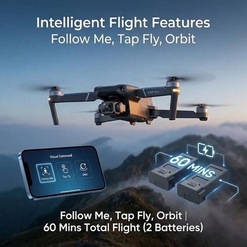 V168 Pro MAX GPS Drones with Camera for Adults 4K, RC Drone with 4.5" HD Screen on Controller, 60 Mins Flight, Long Range Transmission, 360° Obstacle Avoidance, Follow Me, Auto Return, Brushless Motor, QuickShots, Lightweight and Foldable Quadcopter for B in Kuwait