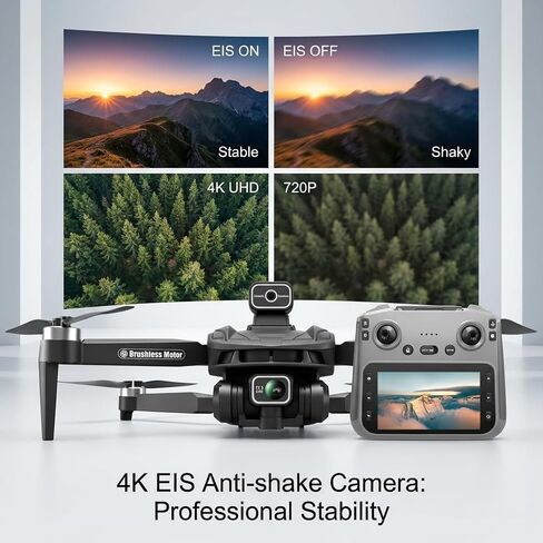 V168 Pro MAX GPS Drones with Camera for Adults 4K, RC Drone with 4.5" HD Screen on Controller, 60 Mins Flight, Long Range Transmission, 360° Obstacle Avoidance, Follow Me, Auto Return, Brushless Motor, QuickShots, Lightweight and Foldable Quadcopter for B in Kuwait