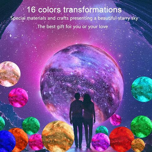 5.9 inch Galaxy Moon Lamp Remote & Touch Control 16 Colors LED Night Light Rechargeable Globe Light as Gifts Decor for Boys/Girls/Kids/Women in Kuwait